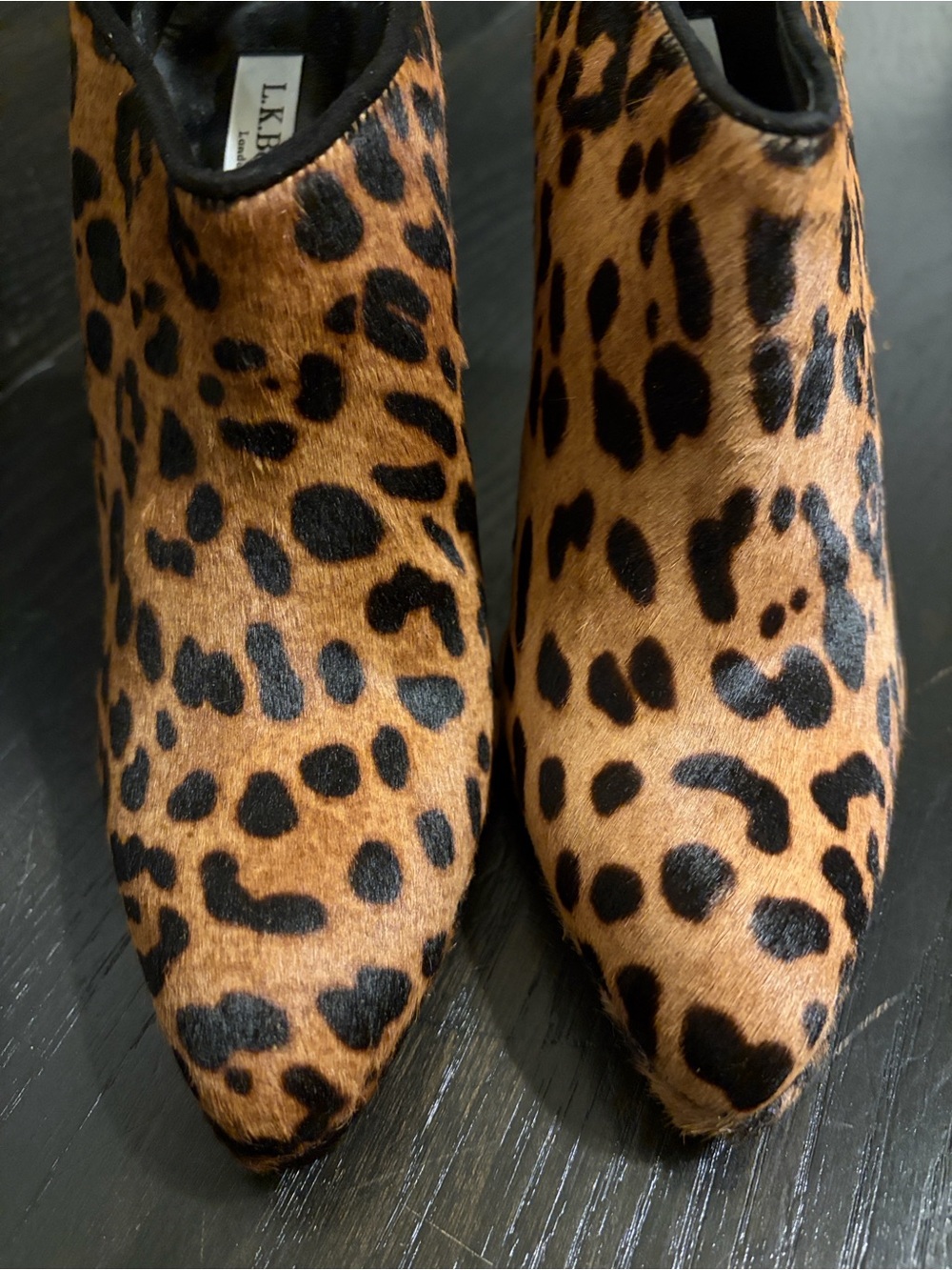 LK Bennett Leopard-Print Pointed Ankle Booties in Brown and Black